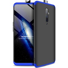 Smody Oppo Reno 2z Kılıf Kamera Korumalı 3 Parça Ays Sert Plastik Siyah-Mavi