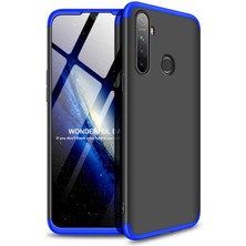 Smody Realme 5 Kılıf Kamera Korumalı 3 Parça Ays Sert Plastik Siyah-Mavi