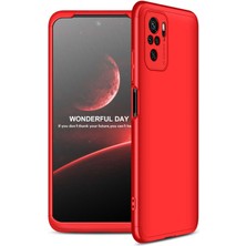 Smody Xiaomi Redmi Note 10S Kılıf Kamera Korumalı 3 Parça Ays Sert Plastik Kırmızı
