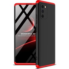 Smody Samsung Galaxy A91 (S10 Lite) Kılıf Kamera Korumalı 3 Parça Ays Sert Plastik Siyah-Kırmızı