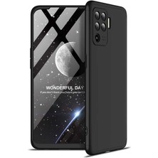 Smody Oppo Reno 5 Lite Kılıf Kamera Korumalı 3 Parça Ays Sert Plastik Siyah