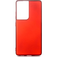 Smody Samsung Galaxy S21 Ultra Kılıf Ultra Elastik Silikon Rubber Premier Kırmızı