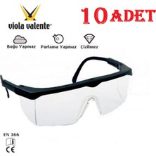 Vıola Valente Klasik 400 Şeffaf Sapları Ayarlanabilir Koruyucu Gözlük x 10 Adet