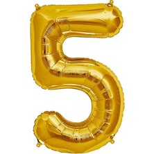 Skygo Şekilli Supershape Gold Rakam Folyo Balon 5 Numara