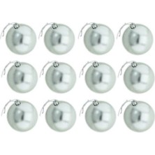 Pandoli Gümüş Renkli Yılbaşı Çam Ağacı Süsleme 3 cm Cici Top 12 Adet