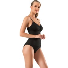 Proslim Kadın Siyah Çıtçıtlı Korse Seamless Örme Dikişsiz 2 Beden Ince Görünüm Toparlayıcı
