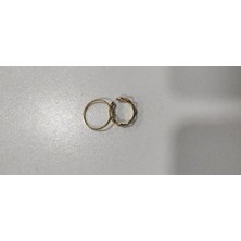 Elif Butik 2'li Gold Eklem Yüzüğü Örgü Desenli ve Ince Düz Eklem Yüzüğü