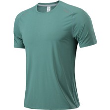 HappyYi Erkek Kısa Kollu Hızlı Kuruyan Egzersiz Koşu Spor Tişört Açık Yeşil-Xxl (Yurt Dışından)