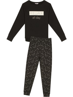 Penti Siyah Relax Dark All Day Pijama Takım