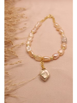 Pearls in Ocean Gold Gerçek Inci Bileklik Joy Serisi 112