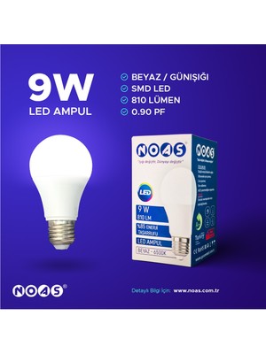 Noas 9 Watt LED Ampul 10 Lu Paket Noas