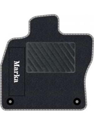 Tegin Hyundai Santafe cm 2006-2012 - 7 Kişilik Siyah Halı Gri Kenar Çapraz Çizgi Topuk 2250 gr Paspas