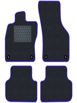 Tegin Hyundai Santafe cm 2006-2012 - 7 Kişilik Siyah Halı Mavi Kenar Petek Topuk 2250 gr Paspas