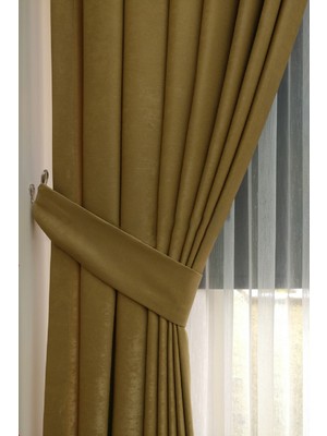 Evdepo Home Deve Tüyü Düz Renk Pileli Soft Fon Perde, 1/2,5 Normal Pile, Tek Kanat 50 x 240 cm