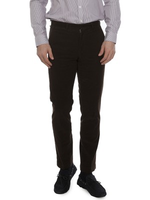 Brooks Brothers Erkek Kahverengi Milano Kesim Kadife Pantolon