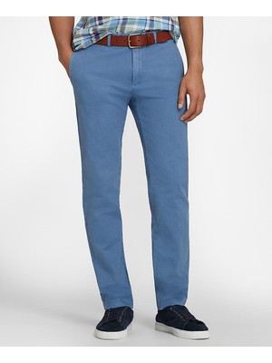 Brooks Brothers Erkek Koyu Mavi Slim Keten Pantolon