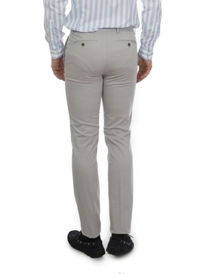 Brooks Brothers Erkek Gri Milano Kesim Chino Pantolon