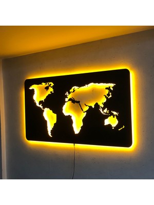 Pika Tasarım World Map V1.2 LED Işıklı Tablo