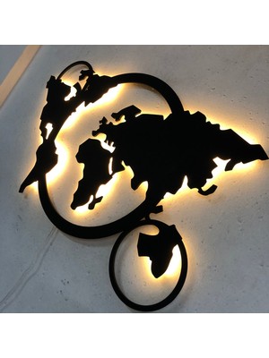 Pika Tasarım World Map V2 LED Işıklı Tablo