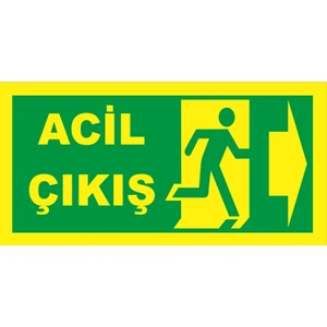Fosforlu Fotolümen Levha Yönlendirme Acil Çıkış Sağ Ok 12X24 cm