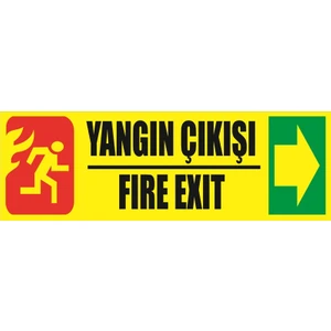 Fosforlu Fotolümen Levha Yönlendirme Yangın Çıkışı Fıre Exıt Sağ Ok 10X30 cm