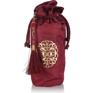 Osmanlı Ipeği Şantuk Kese Seccade Inci Tespih Bordo 20 x 10 cm