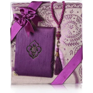 Kare Set Seccade Şantuk Yasin Inci Tepih Mürdüm 28 x 23 cm Arapça