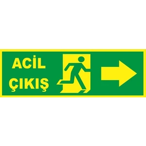 Fosforlu Fotolümen Levha Yönlendirme Acil Çıkış Sağ Ok 12X24 cm