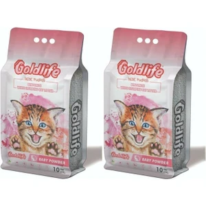 Gold Life Ince Taneli Bebek Pudrali Kedi Kumu 10 Lt 2 Adet