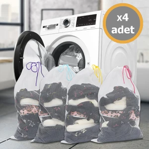 Mor Bebe 4 Adet Lüx Çamaşır Yıkama Filesi Renkli Ipli 40X60 Cm(Büyük Boy)