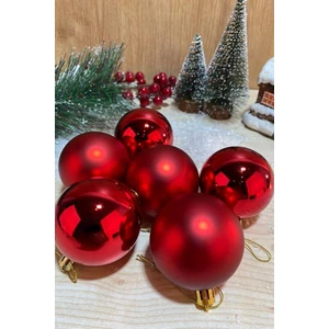 Beysüs Yılbaşı Çam Ağacı Süsü Cici Top 6 cm 6 Lı Kırmızı