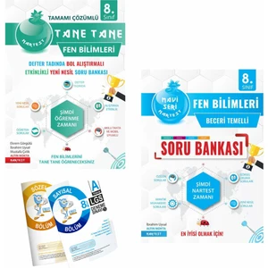 Nartest Yayınevi 8. Sınıf Defter Tadında Tane Tane Fen Bilimleri ve Nartest Yayınevi Mavi Fen Bilimleri Soru Bankası