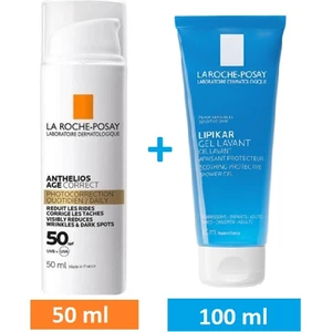 La Roche-Posay Anthelios Age Correct Daily Light Cream SPF50 50 ml - Lipikar Gel Lavant 100 ml - Set