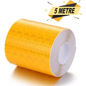 Reflektörlü Reflektif Fosforlu Şerit Bant Ikaz Bandı 5 Metre Sarı