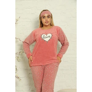Kadın Uzun Kollu Cepli Polar Büyük Beden Pijama Takımı
