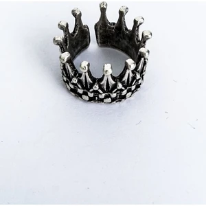 Antique Dolunay Antik Gümüş Kaplama El Yapımı Ayarlanabilir Kral Tacı Unisex Yüzük