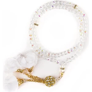 İkra Hac Çiçekli Tasarım Kristal Tespih (Taşlı) Beyaz