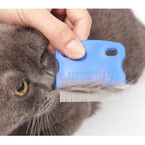 OPTANA Kedi Köpek Tüy Pire Toplama Temizleyici Tarak- Mavi