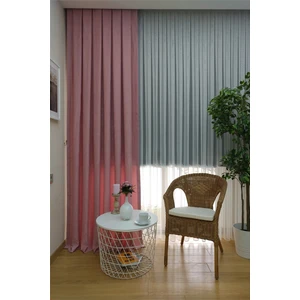 Evdepo Home Pembe Düz Renk Pileli Soft Fon Perde, 1/2 Seyrek Pile, Tek Kanat 70 x 240 cm