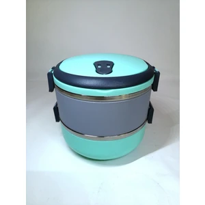 Freshbox 2 Katlı 2 Renkli Sefer Tası Yemek Termosu - Turkuaz Gri