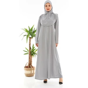Miss Ledonna Fermuarlı Namaz Elbisesi Gri 2000BML