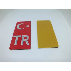 Özdemir Aksesuar Tr Plaka Arması Metal Etiket Sticker Kırmızı 2'li