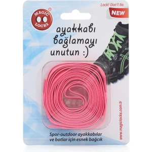 Magic Locks Neon Pembe Kilitli Elastik Akıllı Bağcık (Düz)