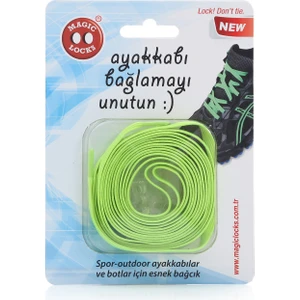 Magic Locks Neon Sarı Kilitli Elastik Akıllı Bağcık (Düz)