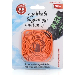 Magic Locks Neon Turuncu Kilitli Elastik Akıllı Bağcık (Düz)