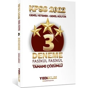 Yediiklim Yayınları KPSS 2022 Genel Yetenek - Genel Kültür Tamamı Çözümlü Fasikül 3 Yıldız Deneme