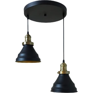 Kargo Bedava Rys Tasarım Rys Retro Metal Siyah 2 Li Dekoratif Rustik Sarkıt Avize Çap:30 cm