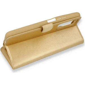 Xiaomi Mi 10T Pro Kılıf Mıknatıslı Kapaklı Cüzdan Deluxe Kopçalı Gold
