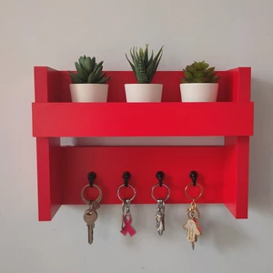 Eblo Home 31 cm Kırmızı Çok Amaçlı Antre Duvar Askı Anahtarlık
