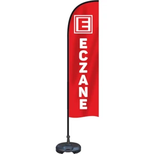 Burada Reklam ve Medikal Eczane Temalı Olta Yelken Bayrak 75 x 300 cm A+ Kumaş